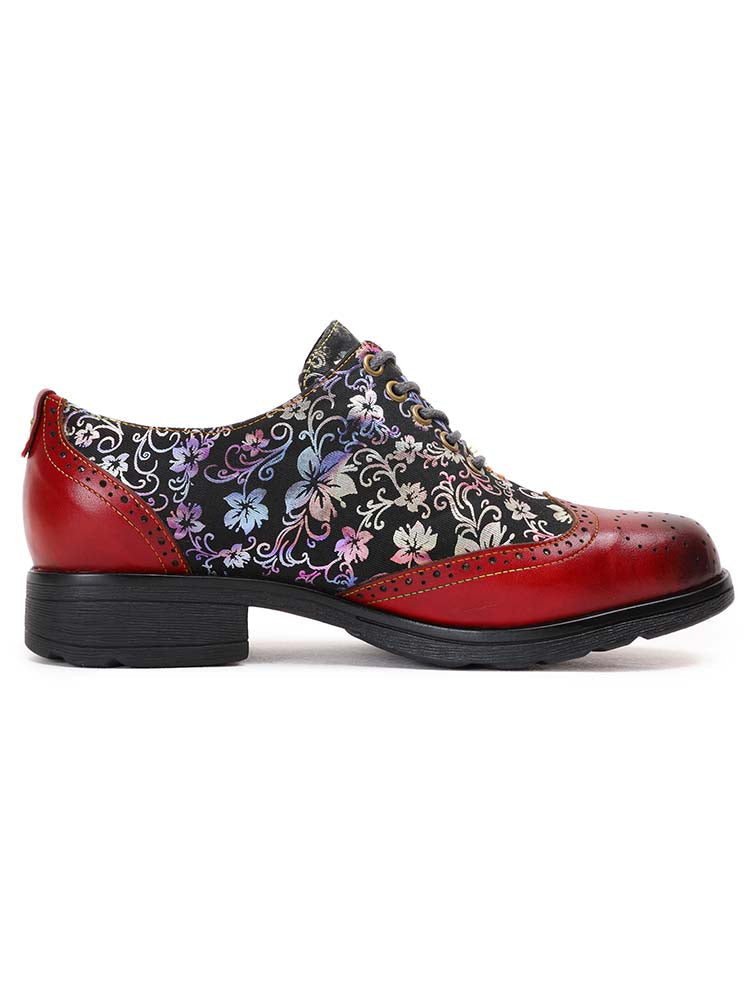 Chaussures plates richelieu faites main Karter Flower