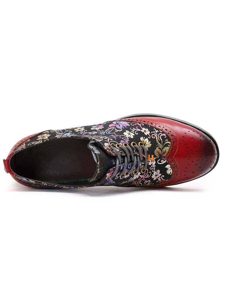 Chaussures plates richelieu faites main Karter Flower
