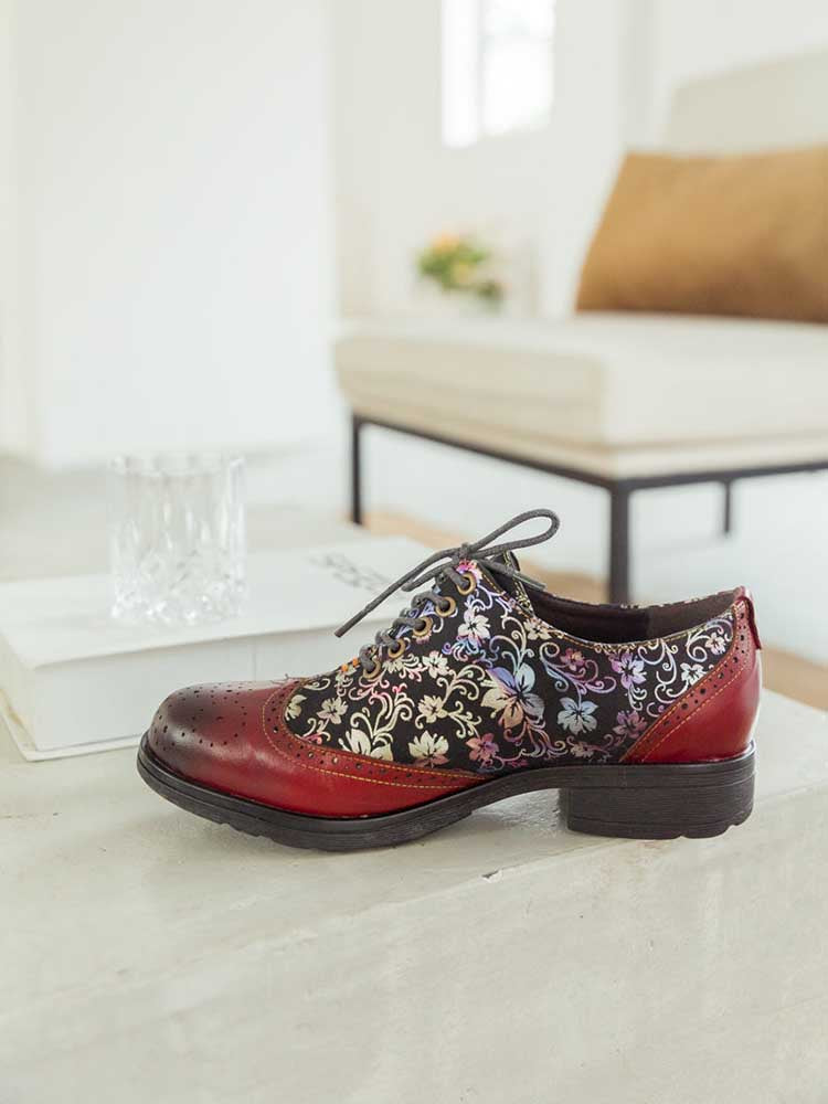 Chaussures plates richelieu faites main Karter Flower