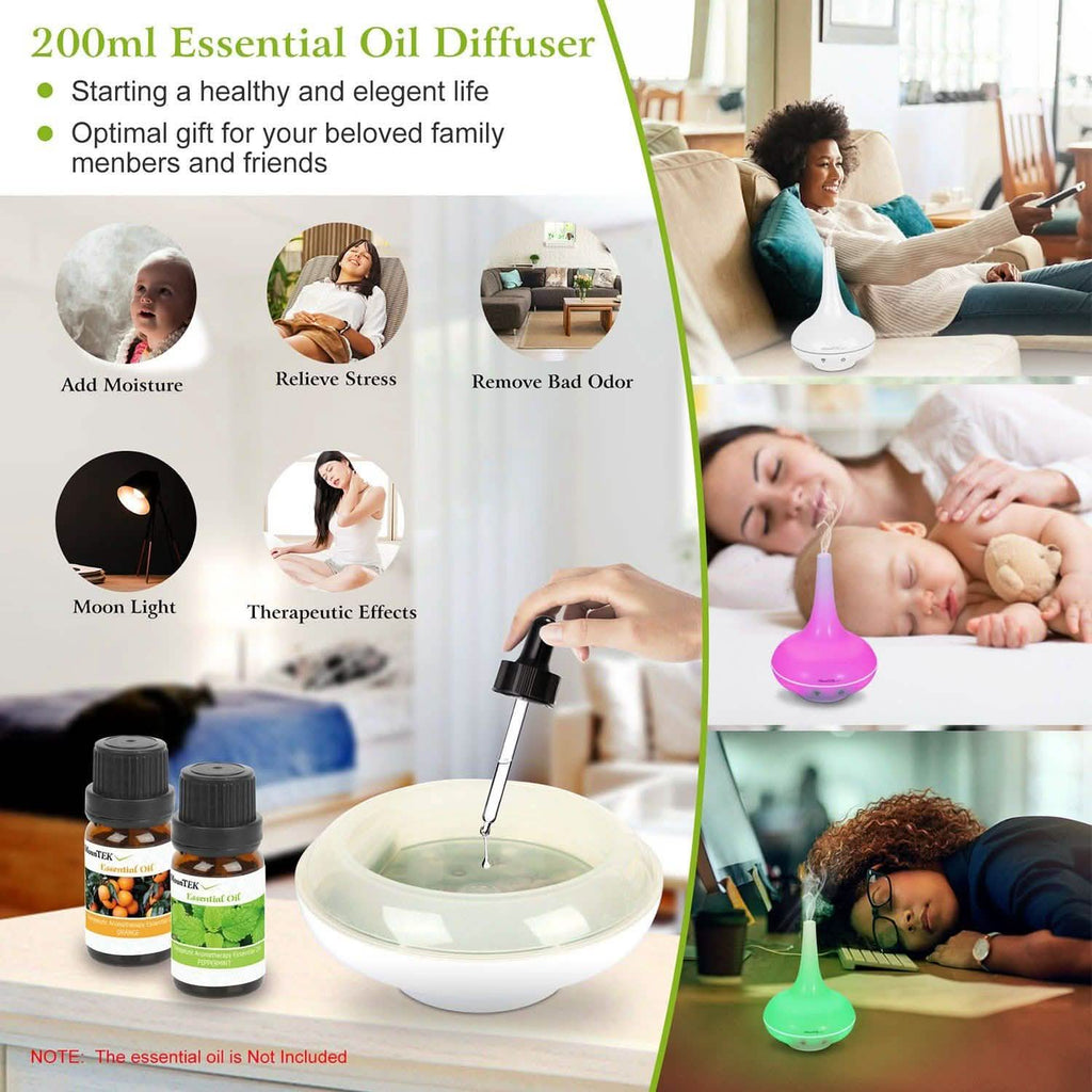 Humidificateur à brume froide ultrasonique 200 ml pour huiles essentielles