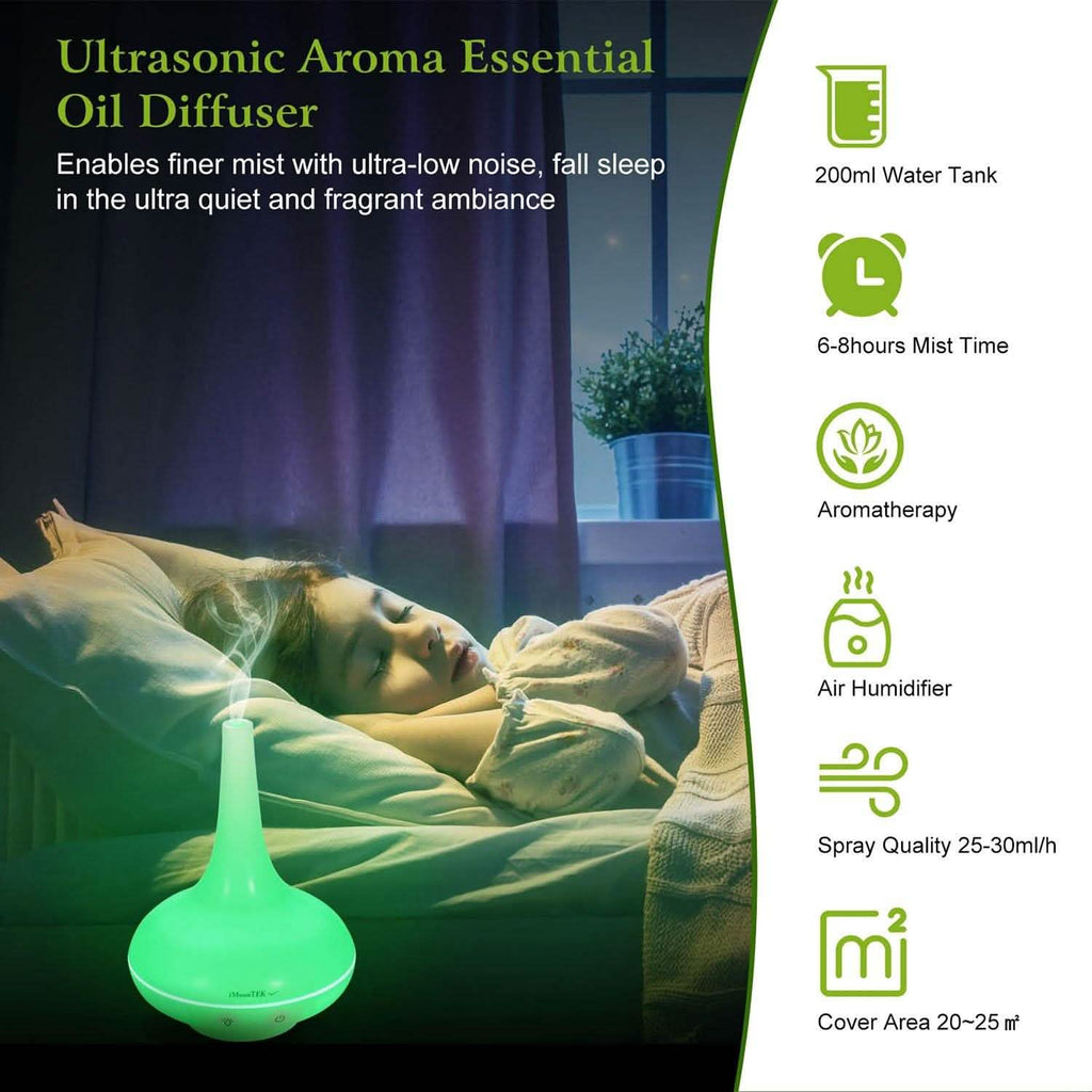 Humidificateur à brume froide ultrasonique 200 ml pour huiles essentielles
