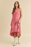Robe d'été confortable pour femme, coupe midi, décolleté arrondi, ourlet asymétrique – Polyvalente, élégante et confortable pour toutes les occasions