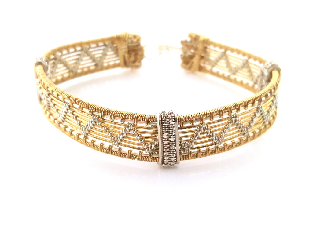 Tel que vu aux Golden Globes – Bracelet Chevron & Tressé en Métaux Mixtes