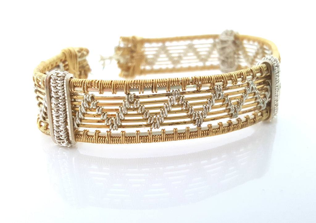 Tel que vu aux Golden Globes – Bracelet Chevron & Tressé en Métaux Mixtes