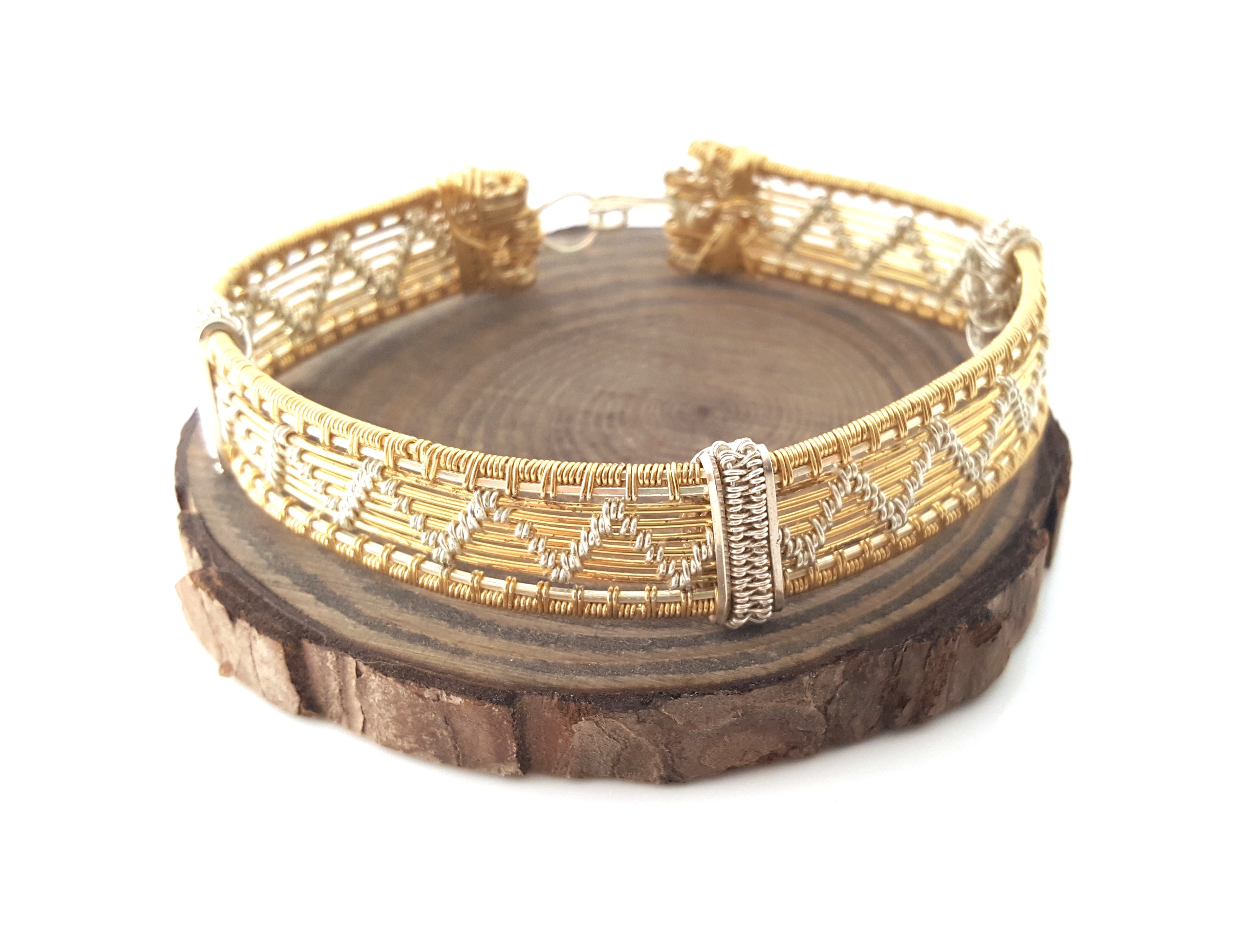 Tel que vu aux Golden Globes – Bracelet Chevron & Tressé en Métaux Mixtes