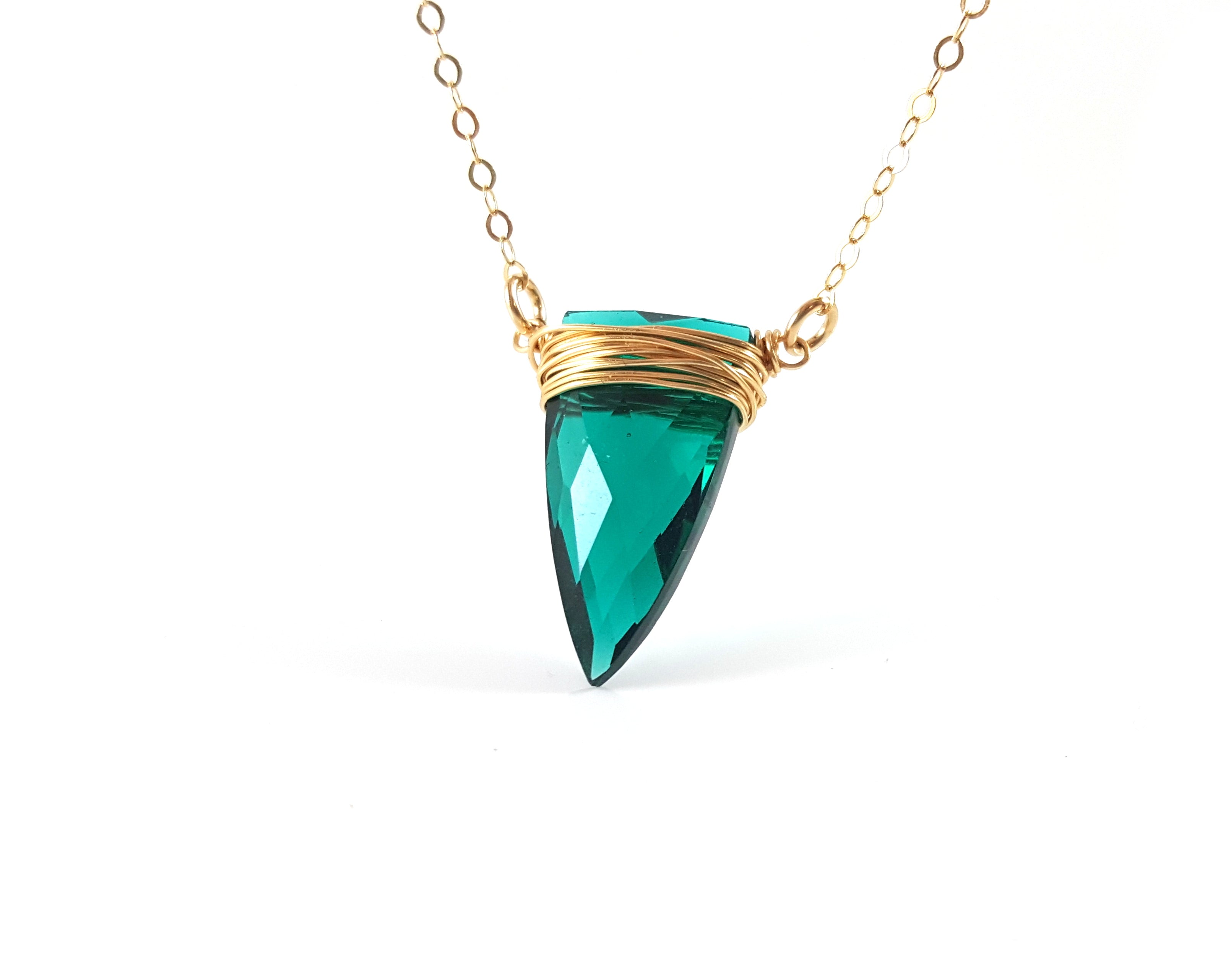 Collier Briolette Filigrane Vert Émeraude