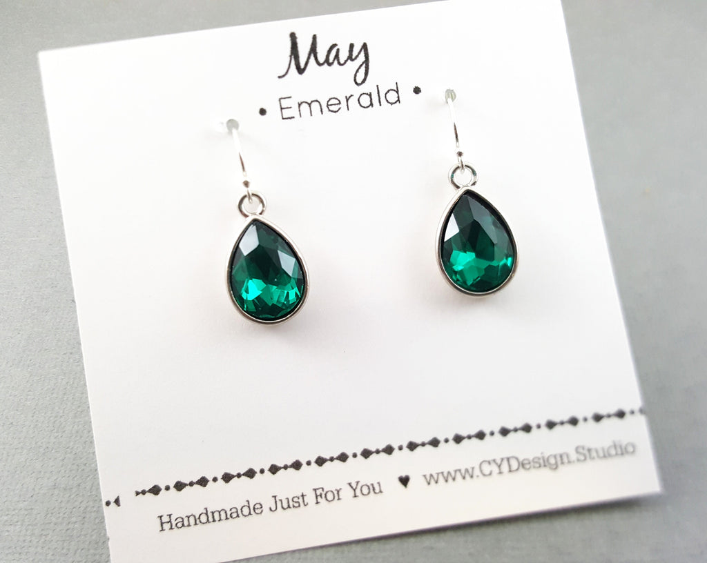 Boucles d'oreilles pierre de naissance de mai - Boucles d'oreilles en cristal en forme de goutte