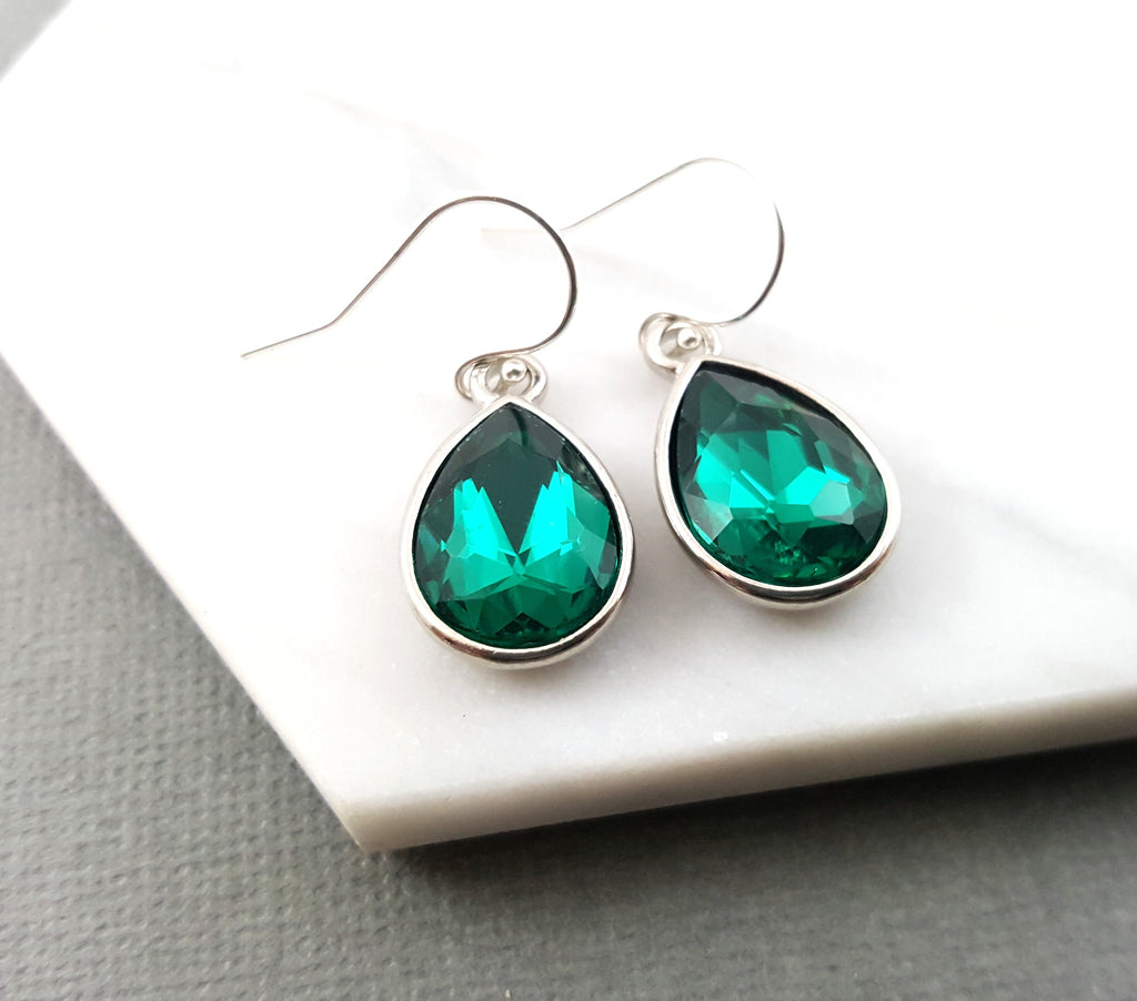 Boucles d'oreilles pierre de naissance de mai - Boucles d'oreilles en cristal en forme de goutte