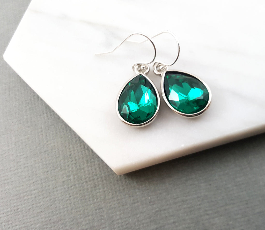 Boucles d'oreilles pierre de naissance de mai - Boucles d'oreilles en cristal en forme de goutte