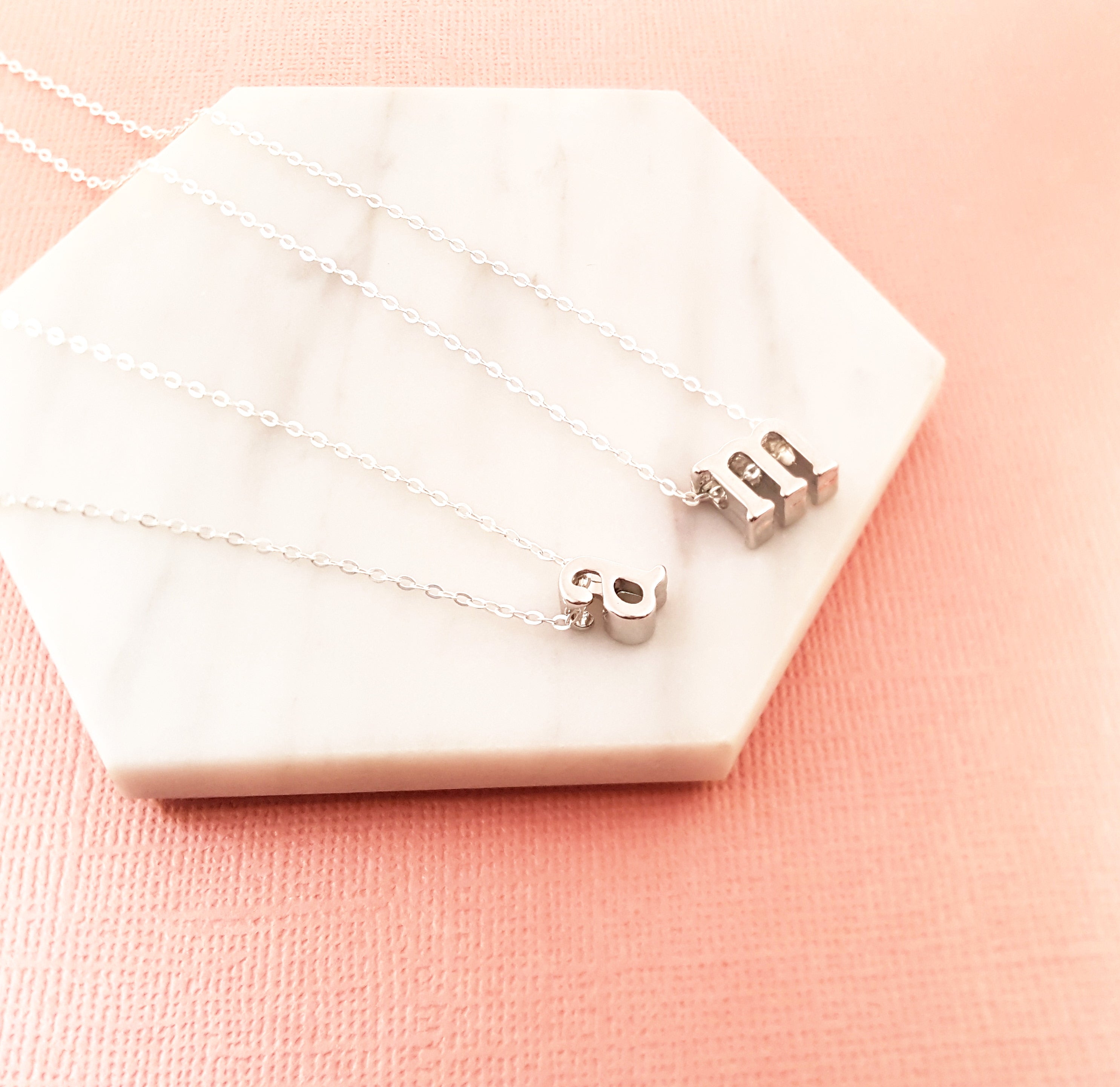 Collier initial lettre argent - Collier initial pour femme - Collier pendentif lettre alphabet