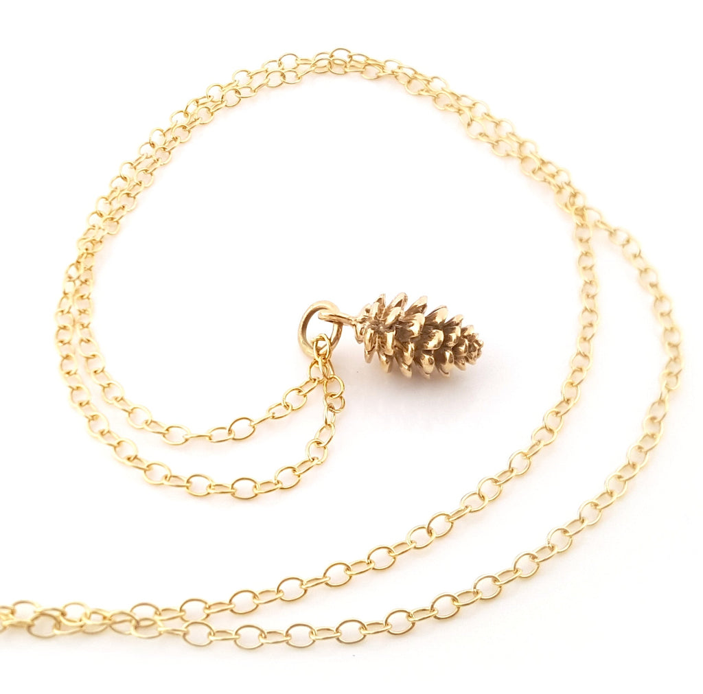 Gold Pinecone Charm 14k Gold Filled Necklace