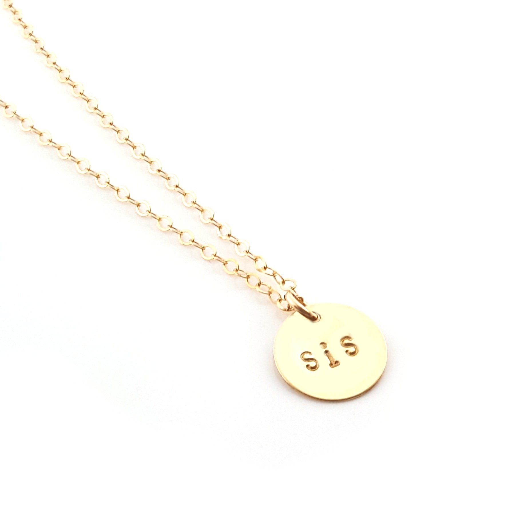 Collier « SIS » Estampillé à la Main | Cadeau Personnalisé pour Sœur | Collier Fin en Or | Bijou d'Amitié | Cadeau Bijou Fait Main