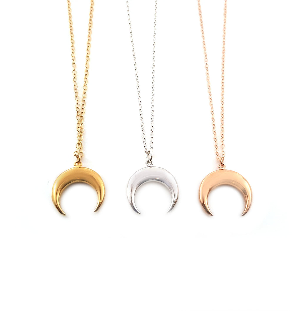 Simple Crescent Moon Pendant Necklace - Moon Necklace - Silver Gold Rose Gold - Gift for Her