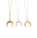 Simple Crescent Moon Pendant Necklace - Moon Necklace - Silver Gold Rose Gold - Gift for Her