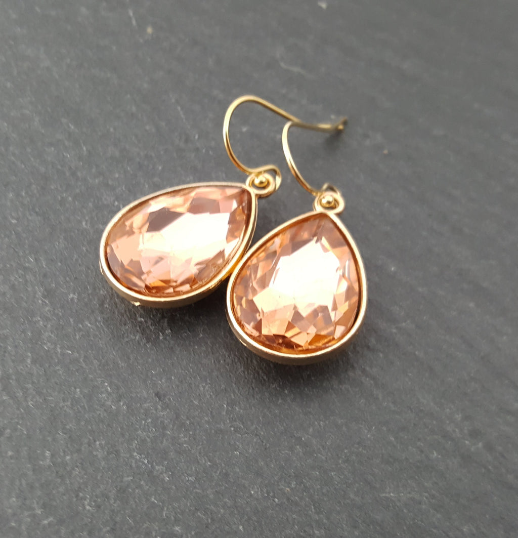 Boucles d'Oreilles d'Octobre - Boucles d'Oreilles Goutte d'Eau en Cristal et Or Rempli