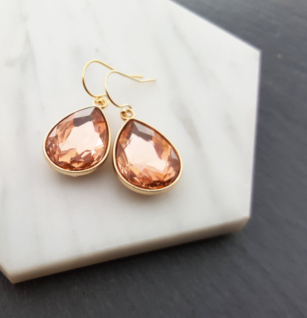 Boucles d'Oreilles d'Octobre - Boucles d'Oreilles Goutte d'Eau en Cristal et Or Rempli