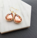 Boucles d'Oreilles d'Octobre - Boucles d'Oreilles Goutte d'Eau en Cristal et Or Rempli