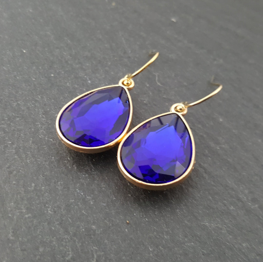 Boucles d'oreilles pierre de naissance de septembre - Boucles d'oreilles goutte en cristal plaqué or