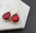 January Birthstone Earrings -  Crystal Gold Filled Teardrop Earrings
