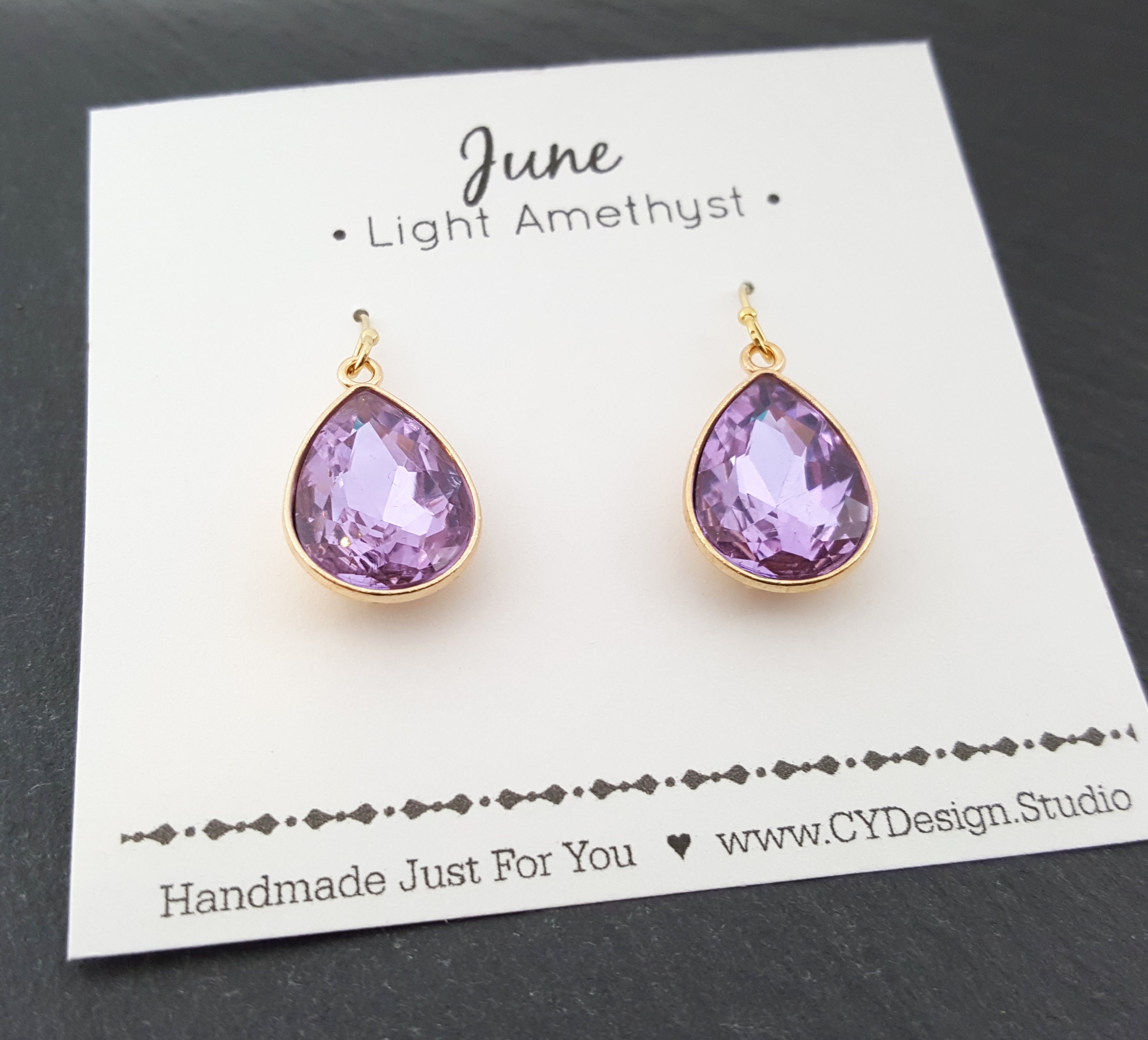 June Birthstone Earrings -  Crystal Teardrop Earrings