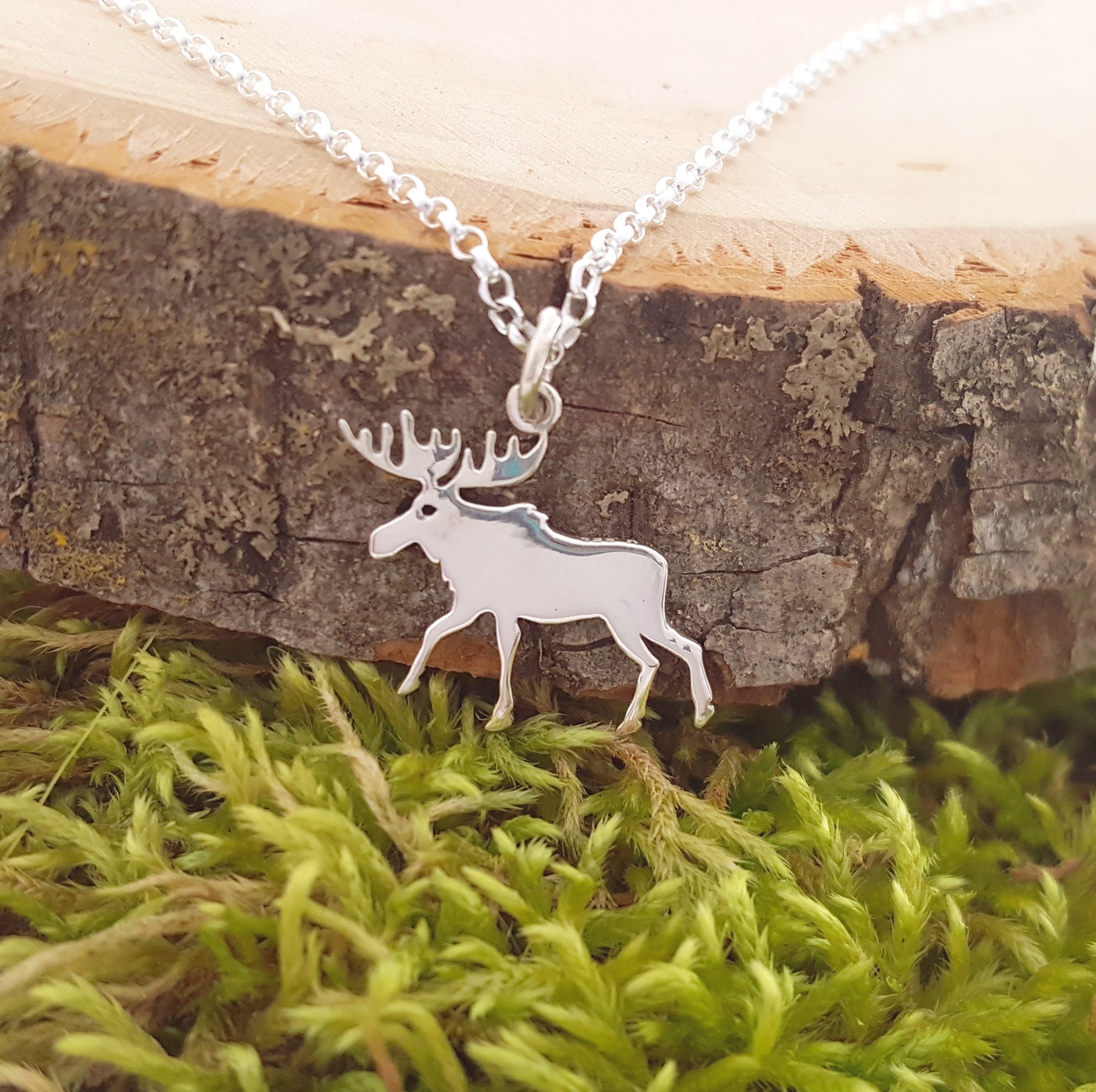 Moose Charm Sterling Silver Necklace