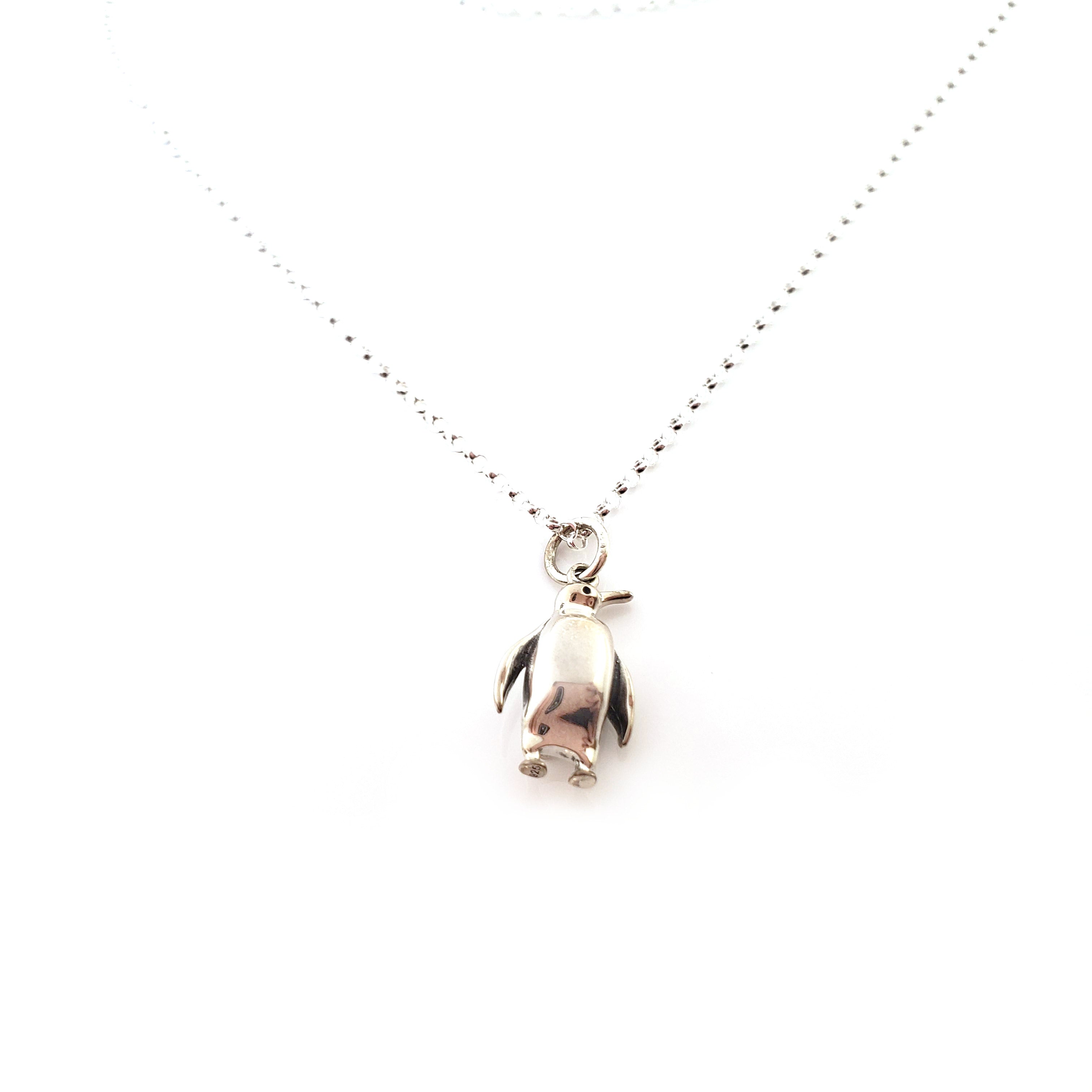 Penguin Charm - Sterling Silver Necklace - Gift for Her