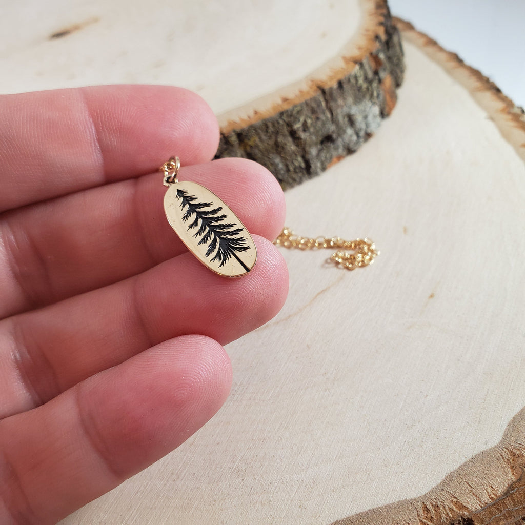 Pine Tree Charm Necklace - Dainty 14k Gold Filled Jewelry