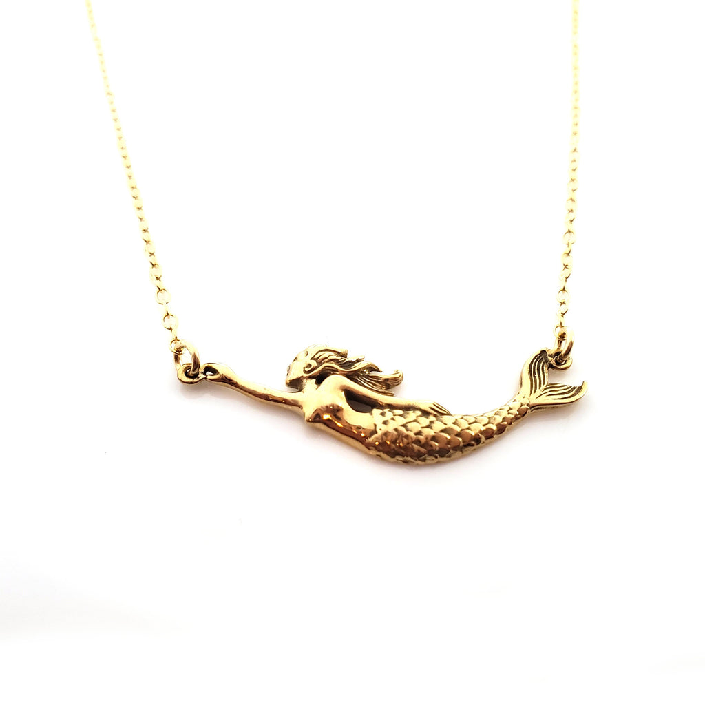 Collier pendentif sirène - Bijoux délicats en or laminé 14k