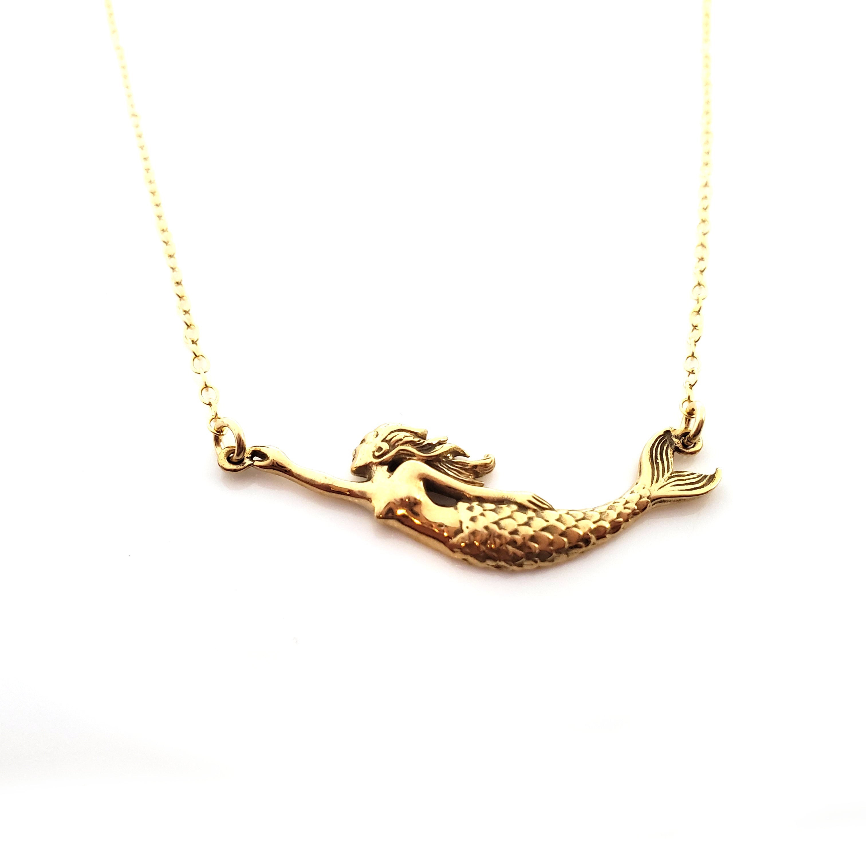 Collier pendentif sirène - Bijoux délicats en or laminé 14k