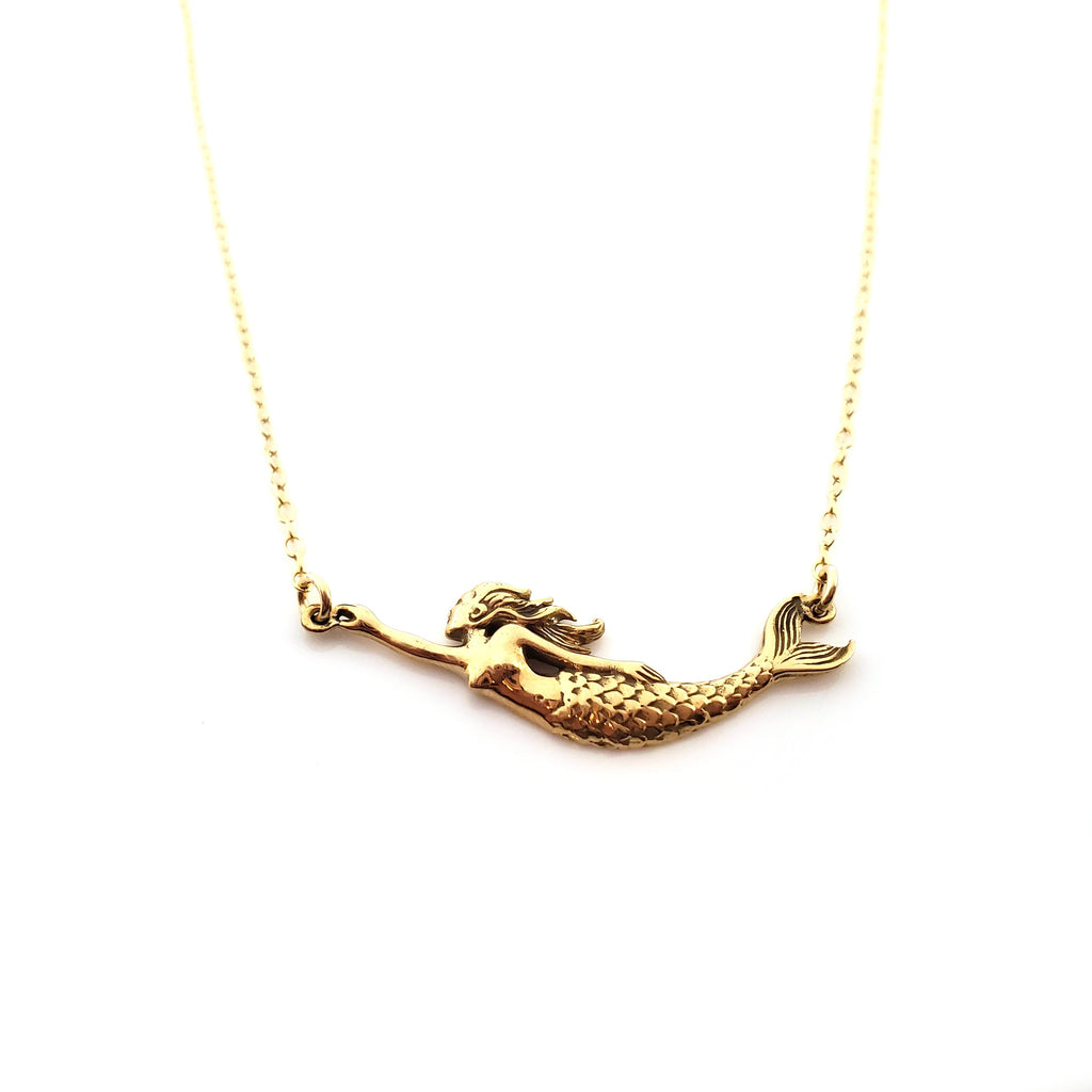 Collier pendentif sirène - Bijoux délicats en or laminé 14k