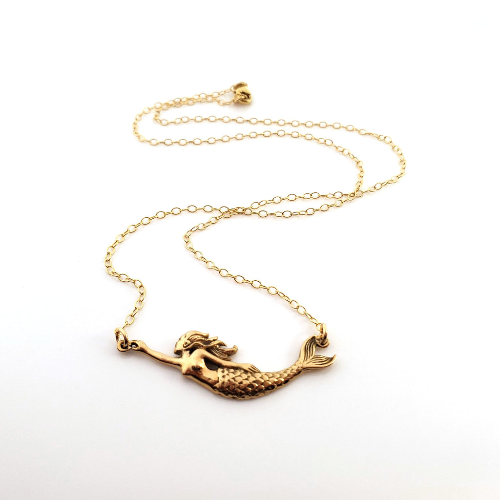 Collier pendentif sirène - Bijoux délicats en or laminé 14k