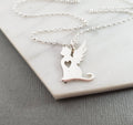 Breloque aile d'ange pour chat - Breloque de deuil pour animaux de compagnie - Collier en argent sterling
