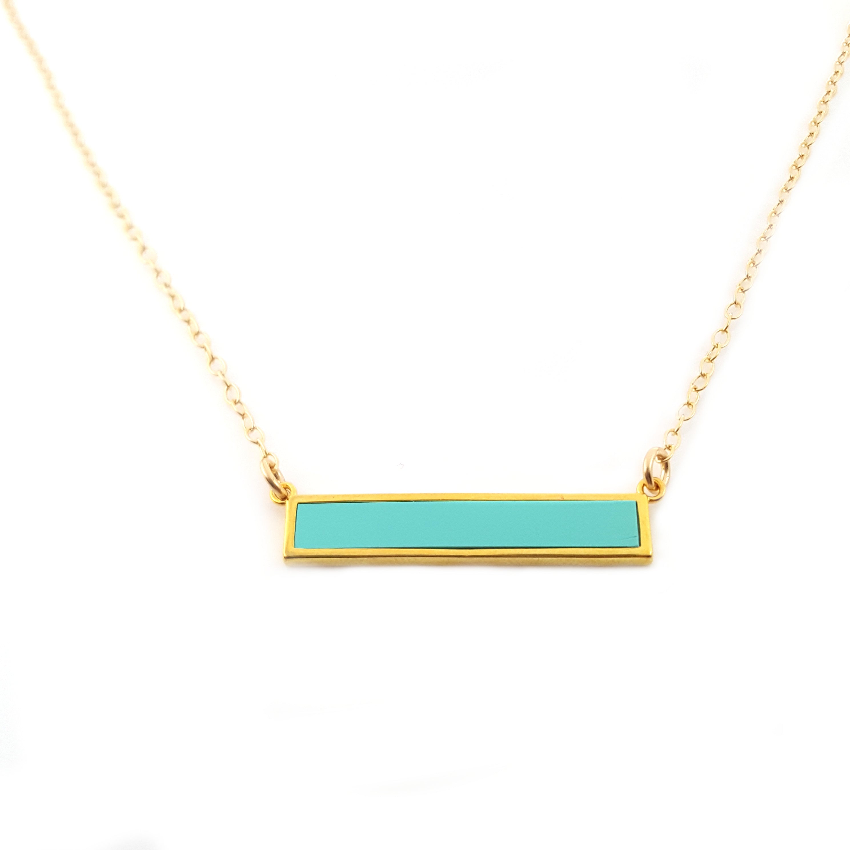 Collier barre en turquoise - Bijou délicat en or rempli 14 carats