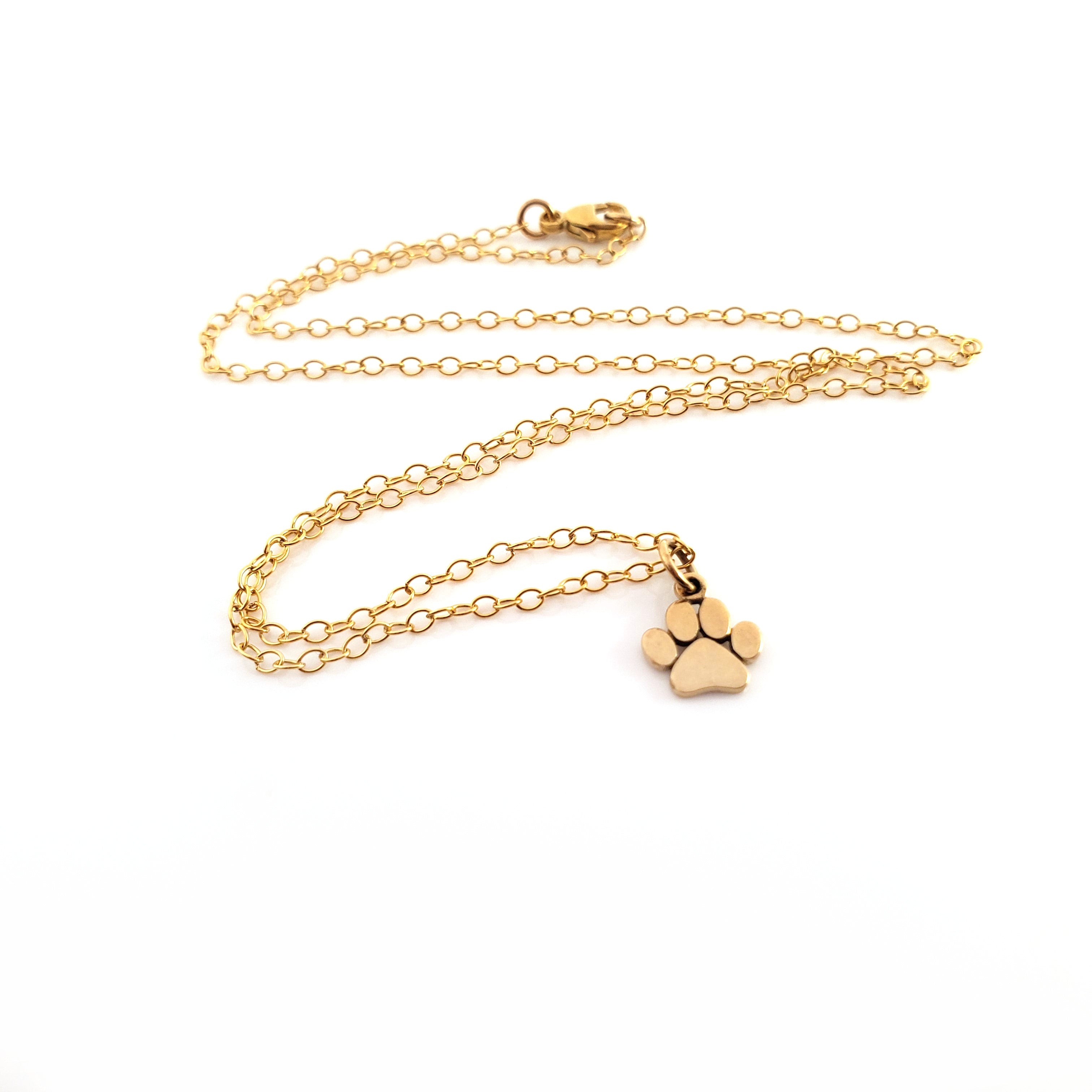 Collier breloque patte d'animal en or - Bijou délicat en or rempli 14 carats