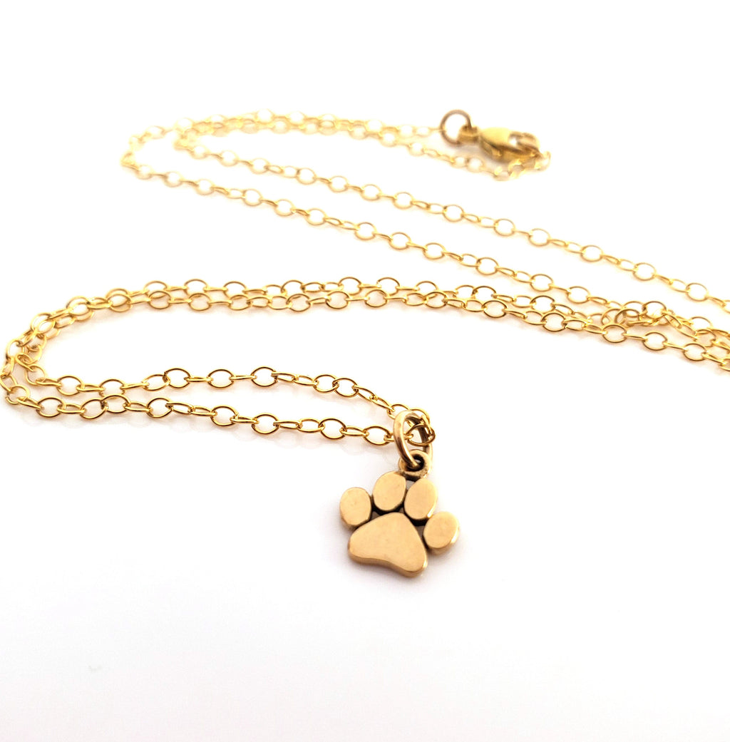 Collier breloque patte d'animal en or - Bijou délicat en or rempli 14 carats