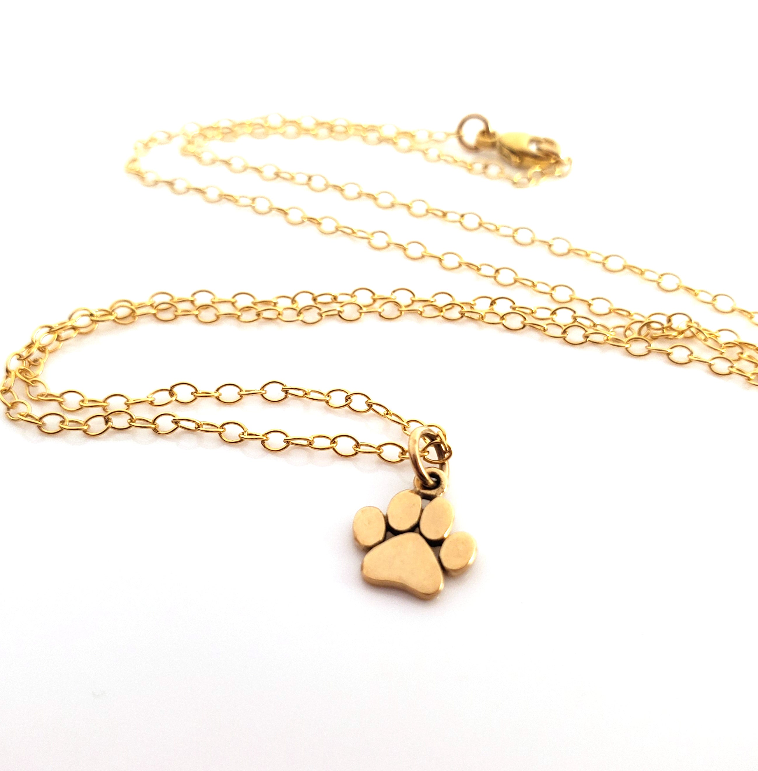 Collier breloque patte d'animal en or - Bijou délicat en or rempli 14 carats