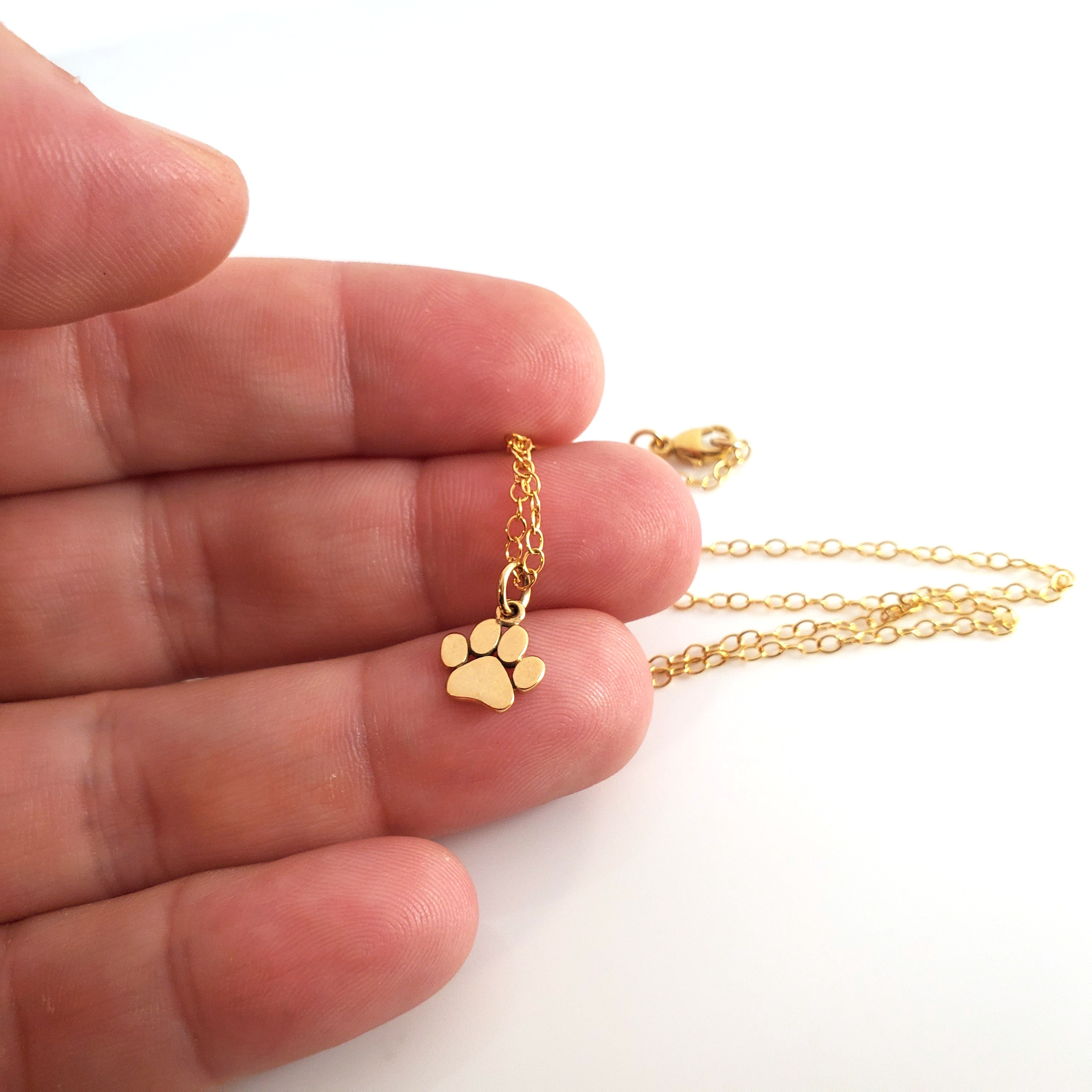 Collier breloque patte d'animal en or - Bijou délicat en or rempli 14 carats