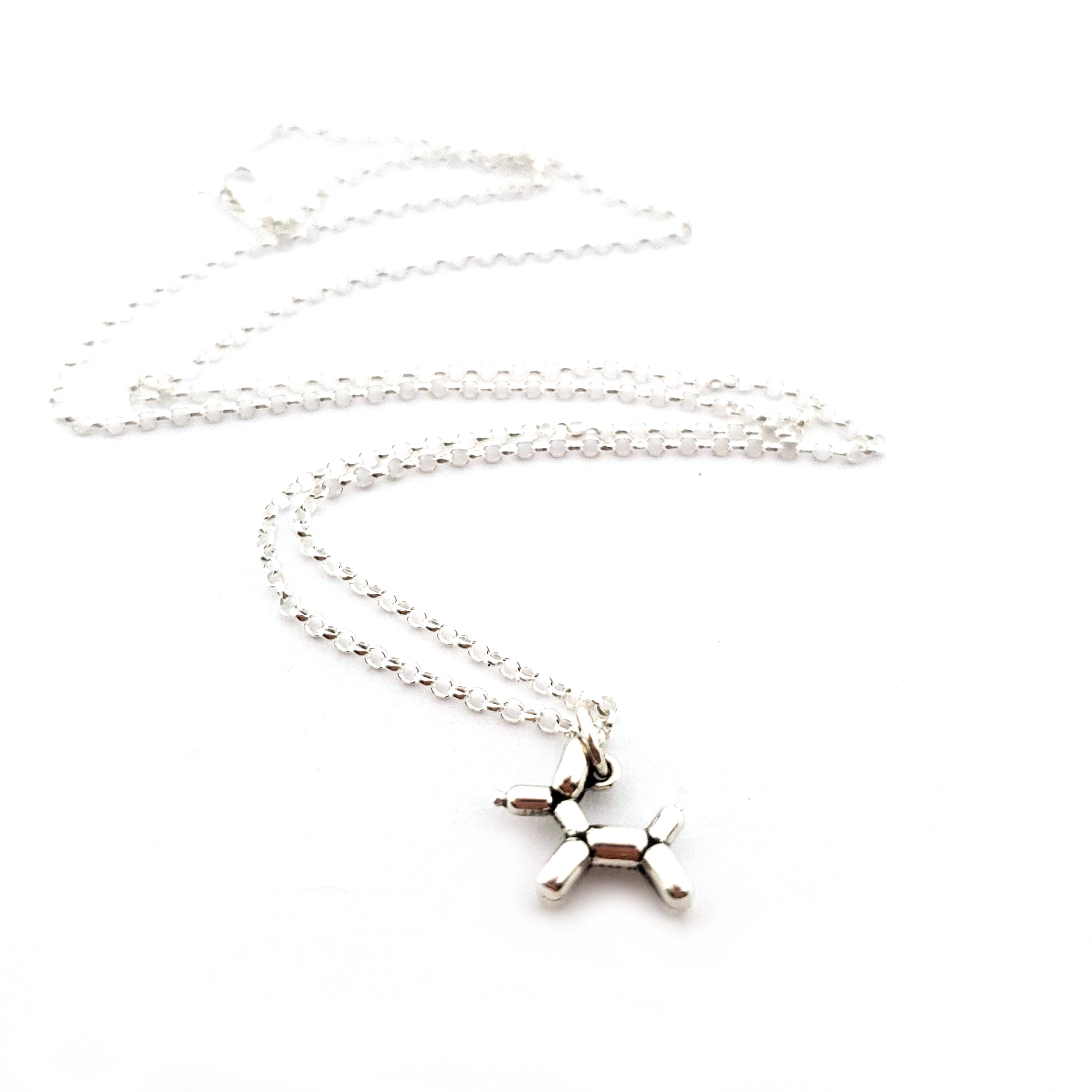 Balloon Dog Charm - Sterling Silver Necklace - Gift for Her