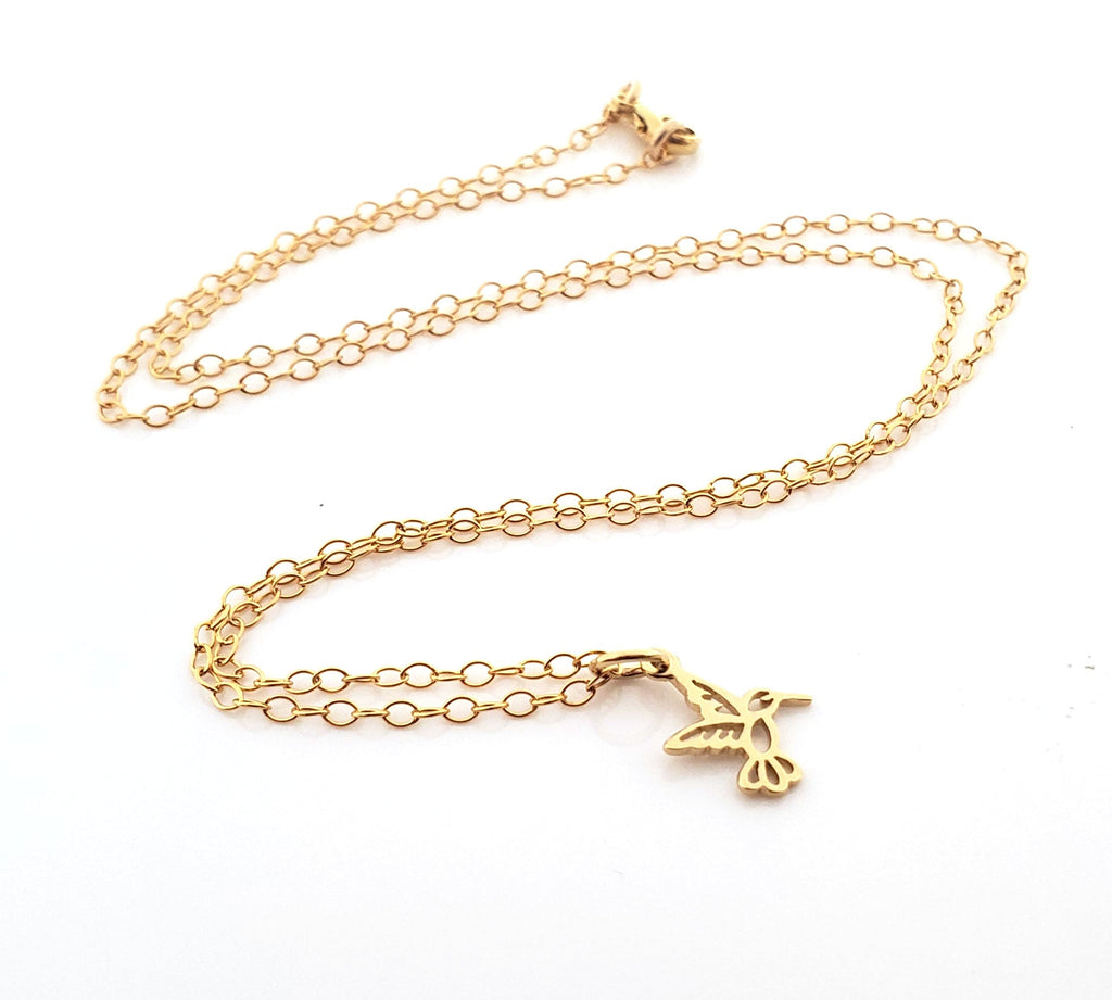 Collier Colibri en Or Rempli 14K