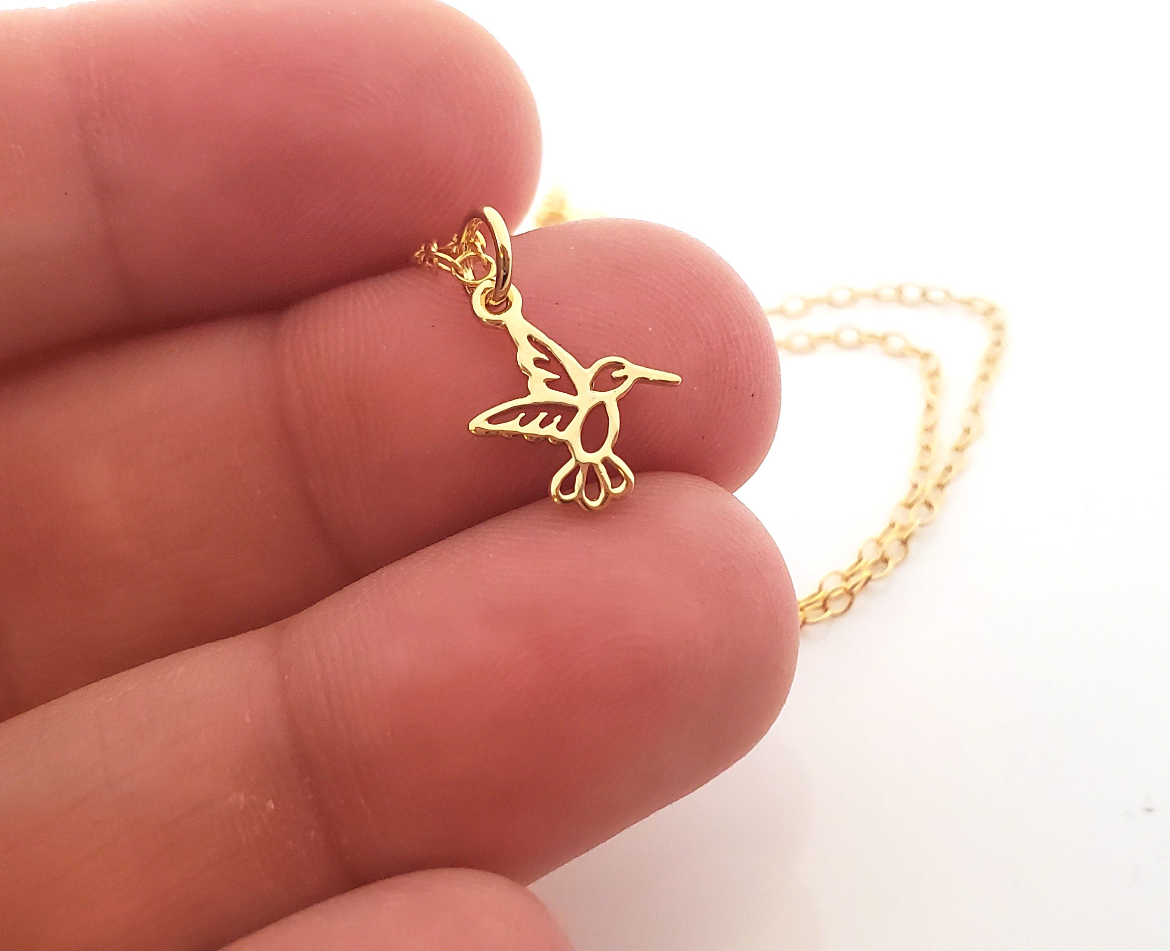 Collier Colibri en Or Rempli 14K