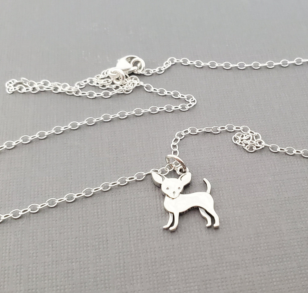 Sterling Silver Chihuahua Charm Necklace – Tiny Dog Lover Gift