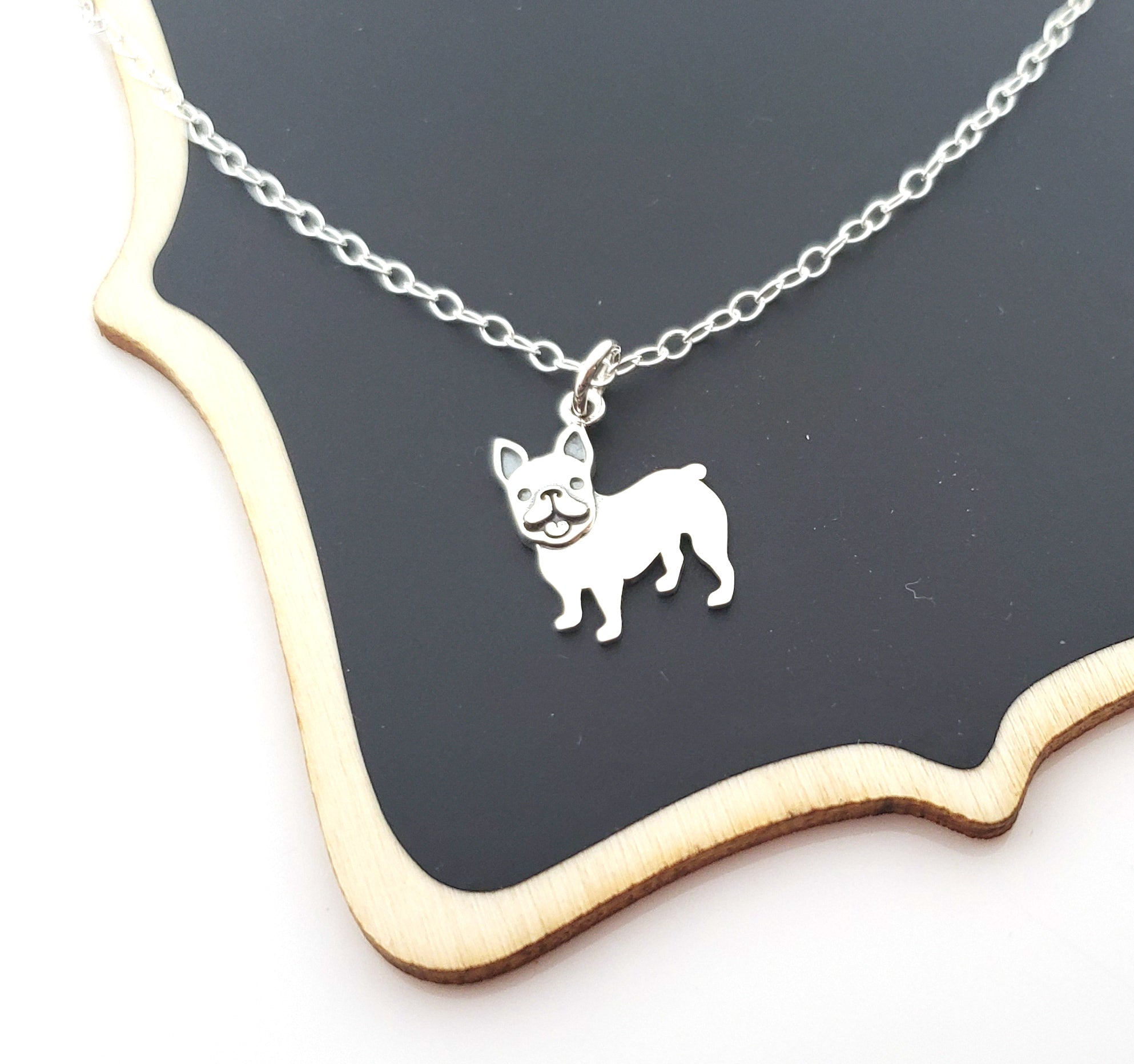 Collier Bouledogue Français en argent sterling