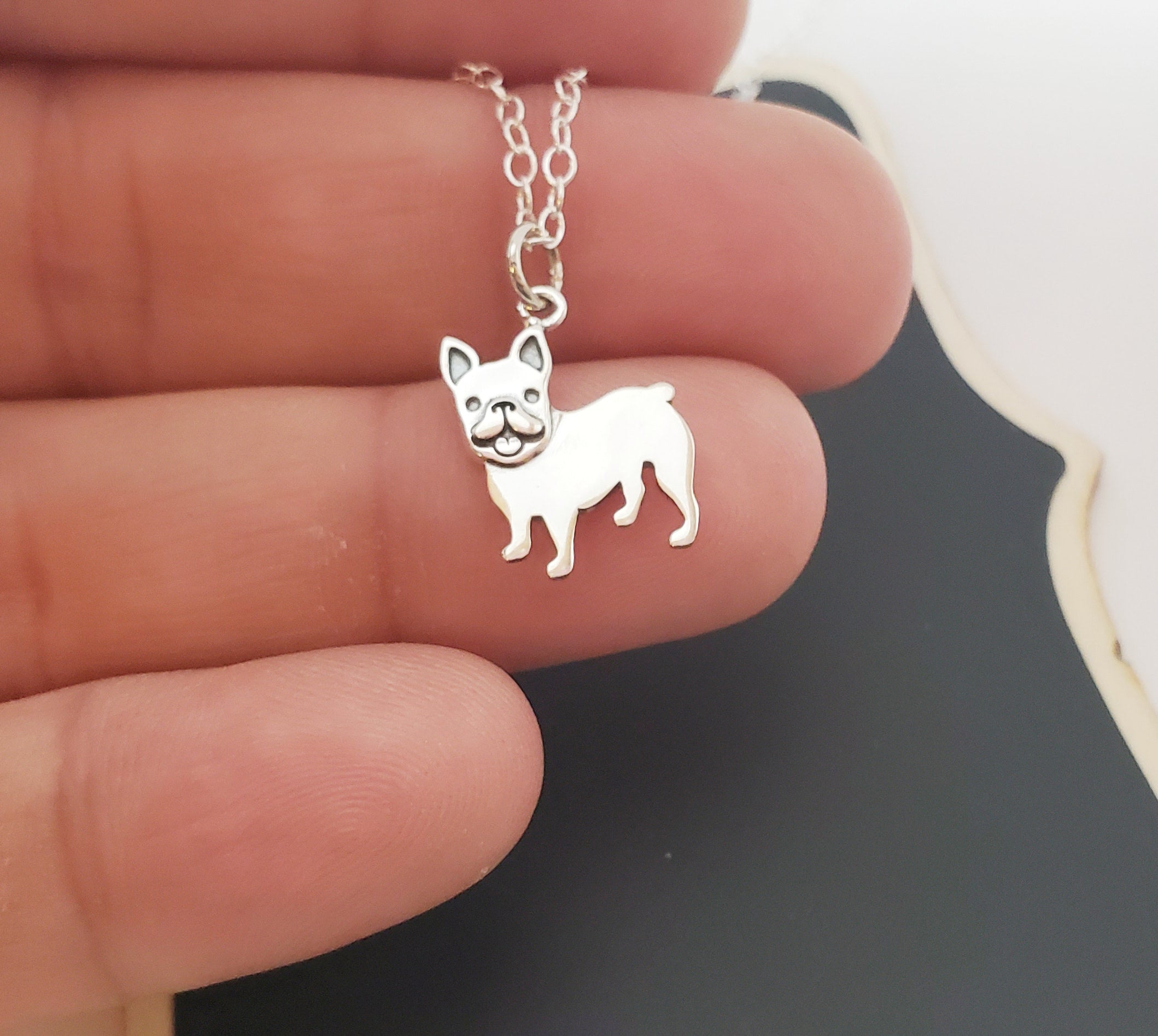 Collier Bouledogue Français en argent sterling