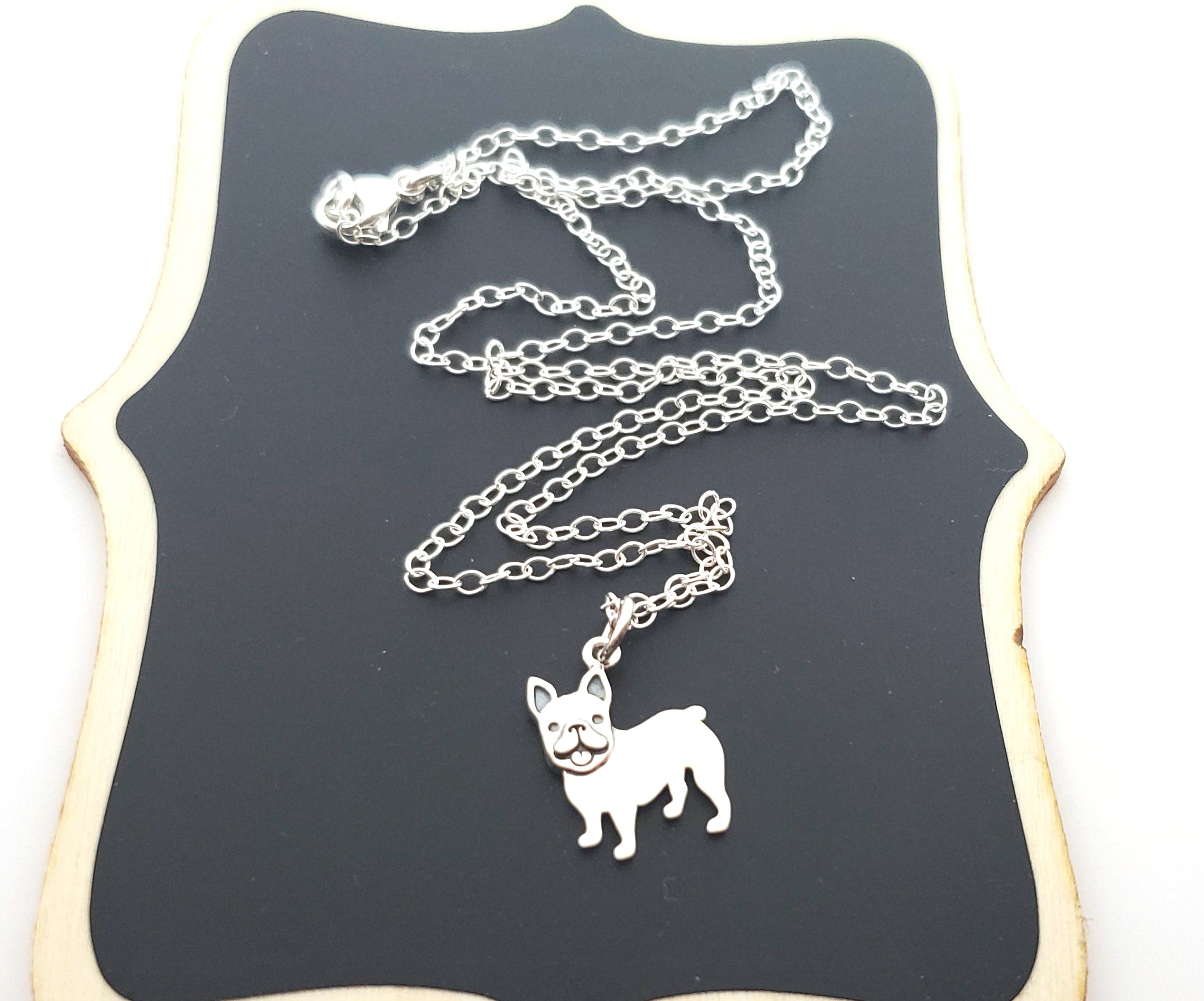 Collier Bouledogue Français en argent sterling