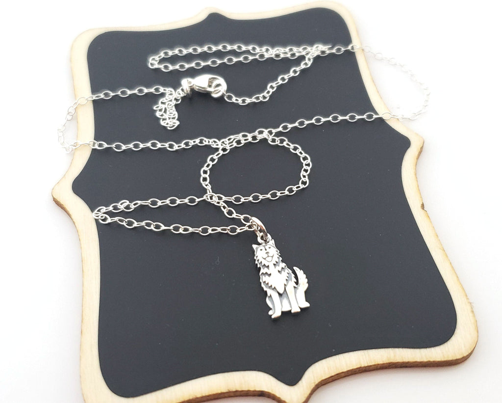 Collier en argent sterling avec pendentif chien husky sibérien