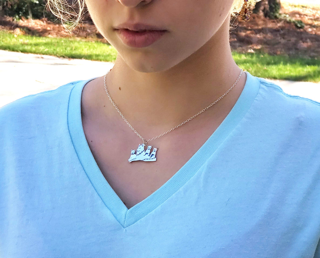 Mama Wolf Necklace – Sterling Silver Wolf Pack Charm for Strong Moms