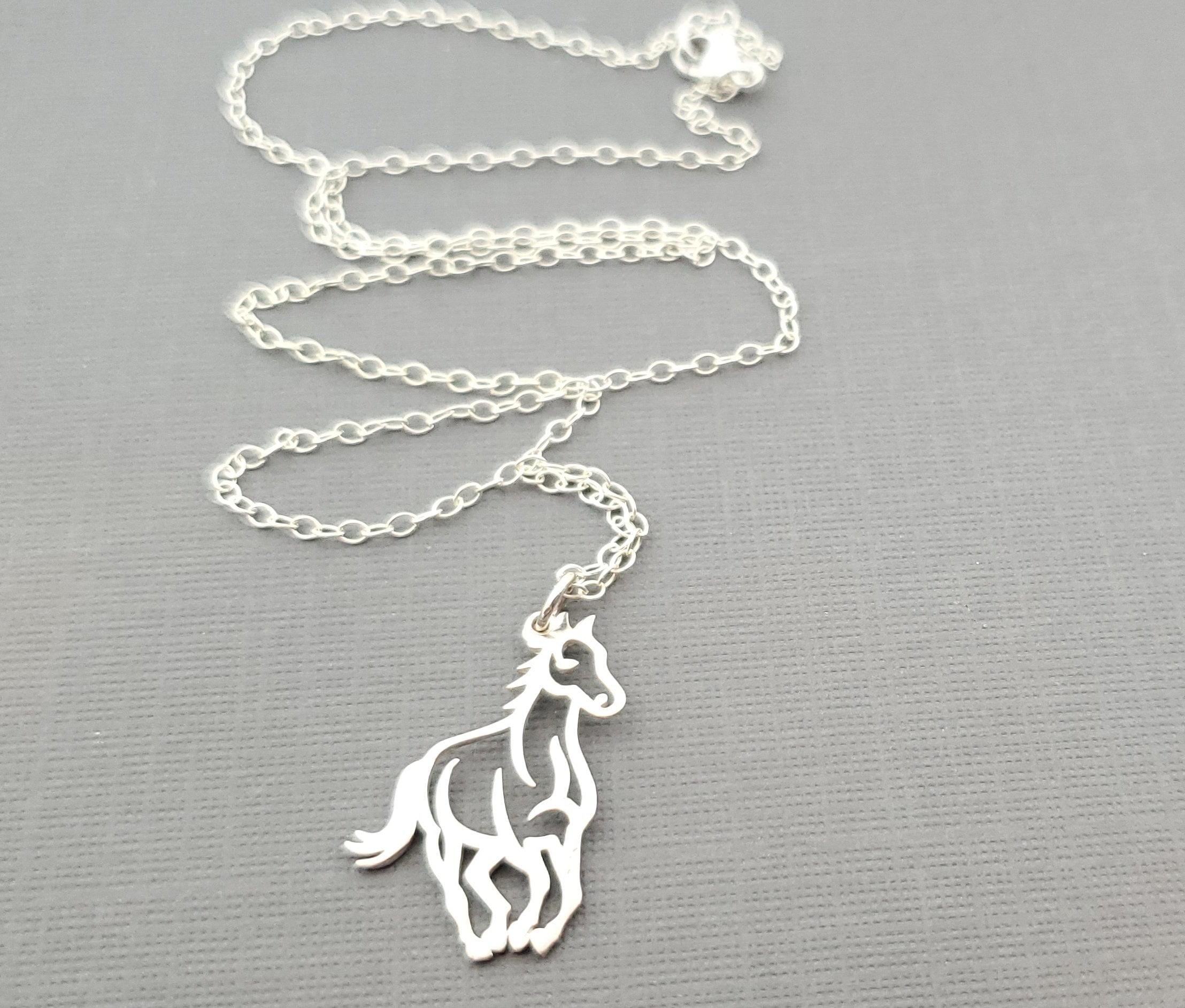 Horse Charm Equestrian Sterling Silver Necklace - Gift for Her
