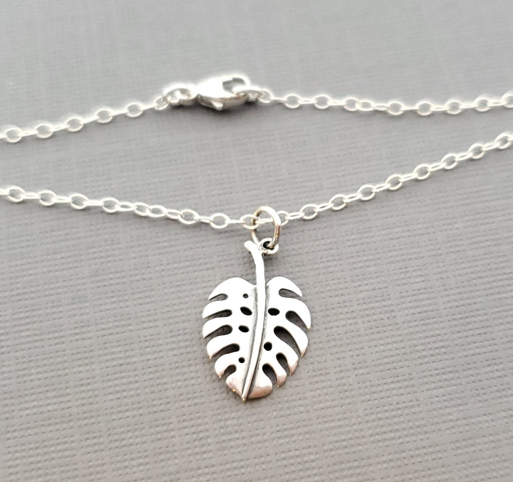 Collier en argent sterling Monstera Deliciosa pour passionnée de plantes - Cadeau pour femme