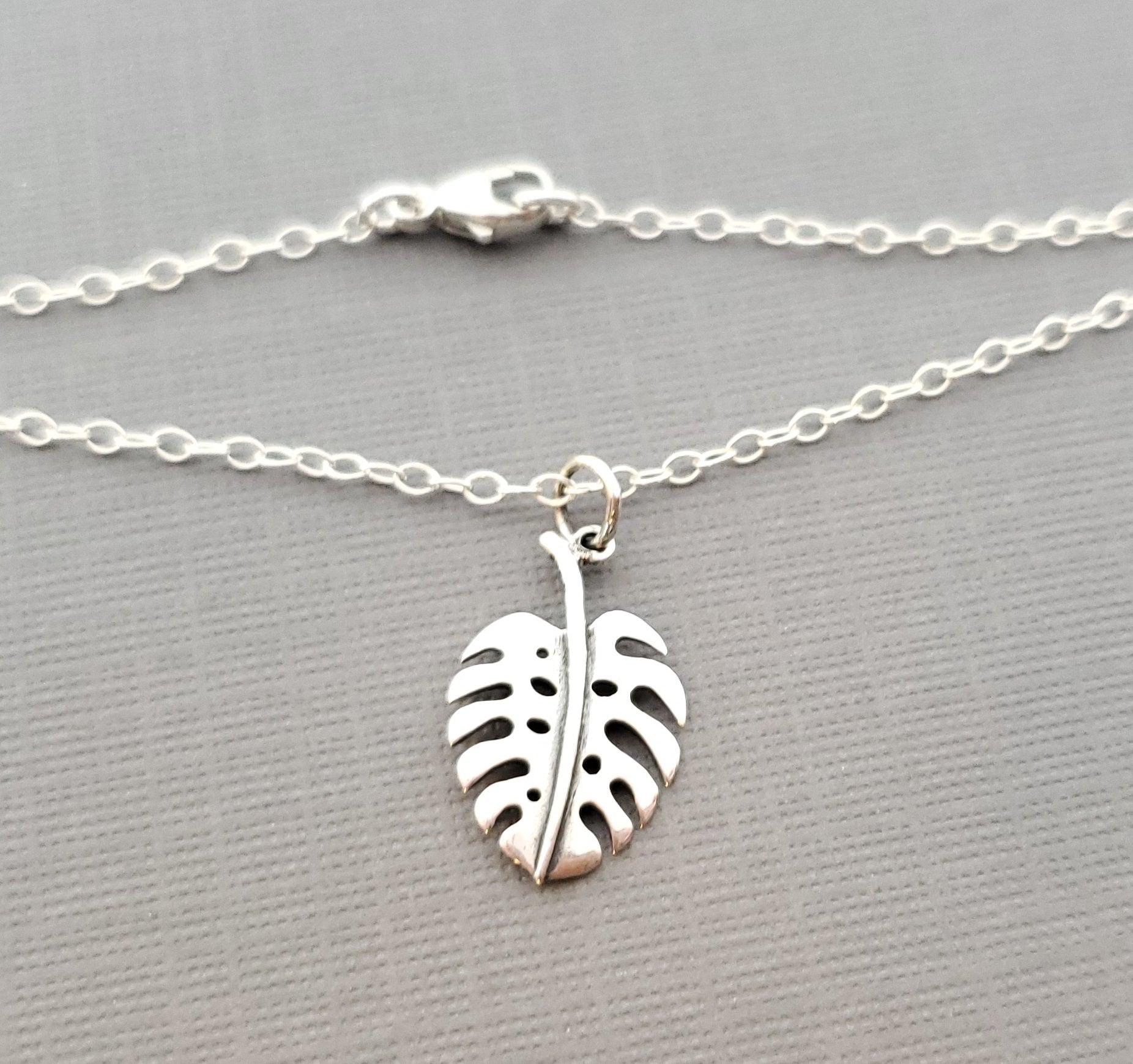 Collier en argent sterling Monstera Deliciosa pour passionnée de plantes - Cadeau pour femme