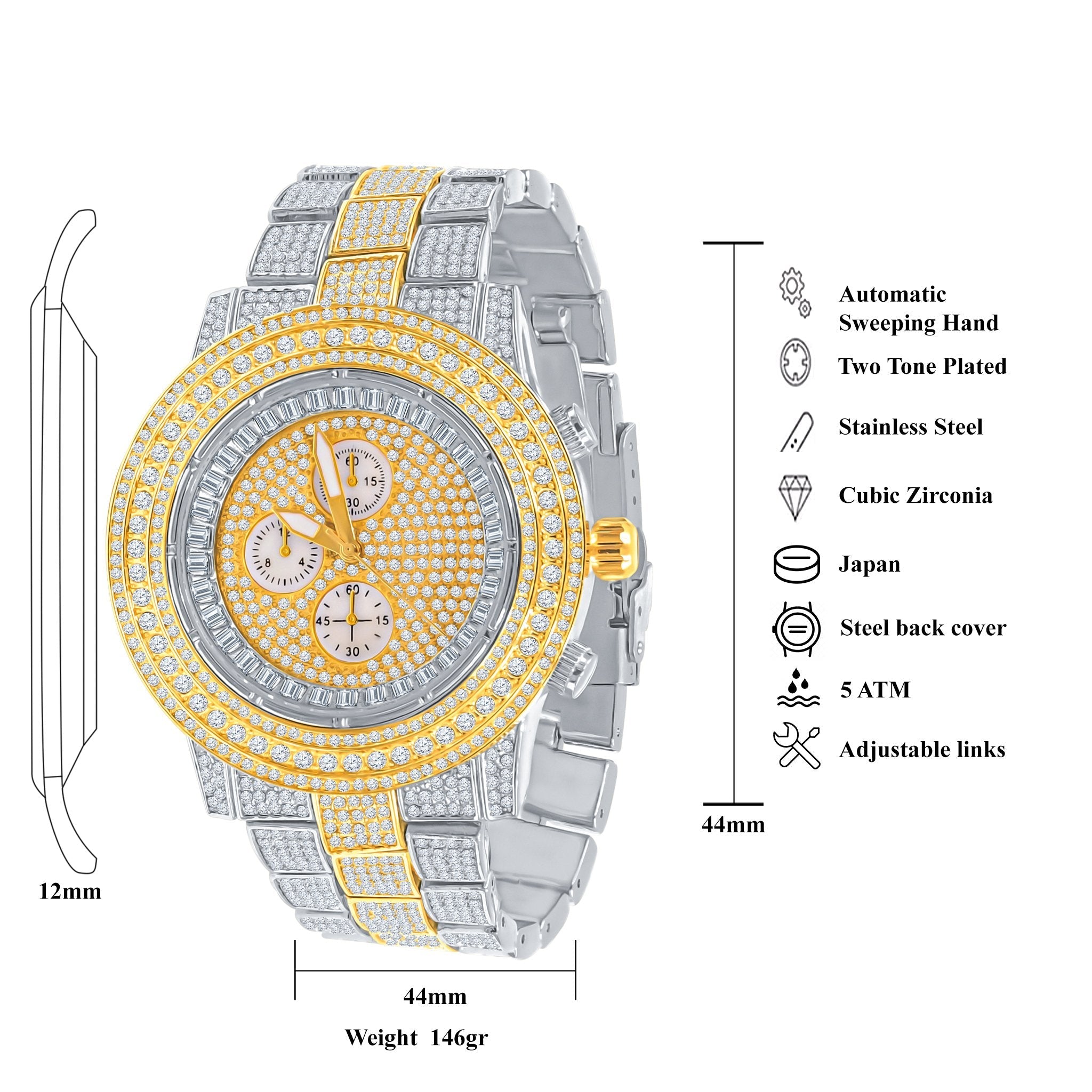 MONTRE MÉTALLIQUE HIP HOP ÉLÉGANTE | 5627642